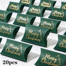 20/40pcs Christmas Gold Foil Pillow Boxes, Merry Christmas Gift Boxes, Suitable For Christmas Eve Small Gift Packaging, Suitable For Halloween, Christmas, Birthday Parties And Other Gift Packaging - View 13