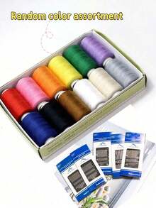 24pc Sewing Thread Set, Hand Sewing Thread Tool Kit, With 12 Colors Sewing Thread And 12 Gold Tail Embroidery Needles, Suitable For Cross Stitch, DIY Art, Handicrafts And Sewing, Sewing Tools - Multiple Styles - View 9