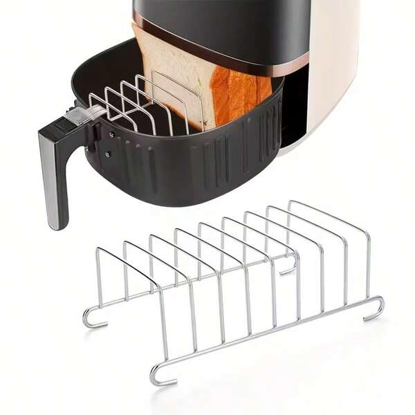 1pc Air Fryer Toast Rack, Bread Cooling And Storage Rack, Multi-Slot Toast Rack, Suitable For Toast And Baked Goods - Ideal Choice For Baking And Storing Bread, Suitable For Home Cooking, Restaurant Use, Restaurant Service Tools