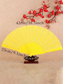 1件純色裝飾扇，多功能塑膠摺扇，女士舞扇，夏季涼扇，適合作為婚禮禮物、桌面裝飾、舞扇及旅行涼扇 - A - 查看 12