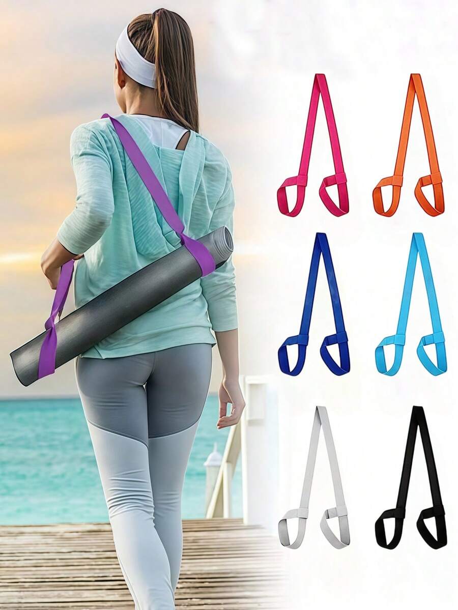 1pc Adjustable Elastic Yoga Mat Carrying Strap, Multi-Functional Fitness Storage Shoulder Strap, Portable Sports Shoulder Bag Strap, Suitable For Yoga Mats And Fitness Equipment - Multicolor - View 1