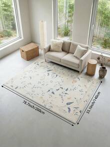 1pc Beige Floral Living Room Rug, Suitable For Kitchen, Dining Room, Bedroom, Room Holiday Decor, Indoor/Outdoor, Office, Lobby, Anti-Slip Doormat, Bathroom Rug, Hallway, Study Gaming Area Rug - Beige - View 20
