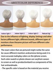 8 Inch Natural Black Pixie Short Bob Wig With Bangs, Heat-Resistant Synthetic Fiber, Breathable Adjustable Mesh Cap, Suitable For Daily Wear, Office, Date, Halloween Party - White - View 10