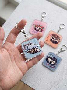 4 Buah Gantungan Kunci Akrilik Persegi Warna-warni Gintama, Gantungan Tas Teks Jepang Modis, Aksesori Gantungan Kunci Lucu, Dekorasi Ransel, Hadiah Sempurna untuk Penggemar, Hadiah Liburan, Cocok untuk Pria dan Wanita - MultiWarna - View 1