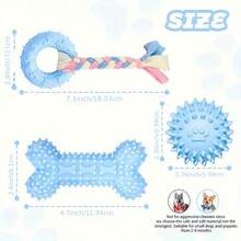 3pcs Puppy Teething Toys, Small Dog Soft Rubber Teeth Cleaning Outdoor Interactive Pet Toy Set, Durable Rope Bone Ball Puppy Teething Toys, Suitable For Small Dogs And Puppies - Multicolor - View 4