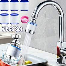 7pcs/Set Kitchen Faucet Filter Aerator, With 5 Replacement Filters And 1 Roll Of Sealing Tape, Soft Water Flow Anti-Splash, Fits Most Kitchen Faucets, Easy Installation, Essential Accessory For Washing Vegetables And Dishes At Home - Multicolor - View 1