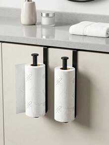 Black Drill-Free Under-Cabinet Hook Rack-Versatile And Multi-Purpose, Suitable For Hanging Mugs, Kitchen Cloths, And Paper Towel Rolls, Or For Storing Bathroom Tissue. Ideal For Home Kitchens And Bathrooms, Apartments, And Rental Properties. - View 11