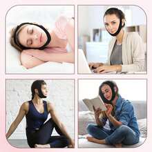 Facial Sleep Protection Product, Chin Exerciser, Chin Beauty Massager, High Breathability, Black, Chin Strap, Face Tape, Face Mask - Black - View 5