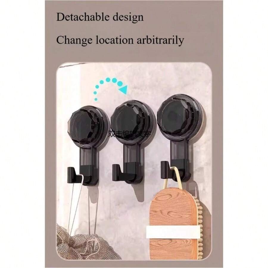 3PCS Detachable Suction Cup Hooks, Tool-Free Wall Hanging Hooks, Highly Attractive Portable Decorative Accessories, Suitable For Room Decoration, Christmas, Halloween, Home Decor, Applicable To Entryway, Laundry Room, Apartment - Multicolor - View 1