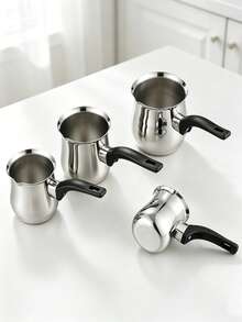 Stainless Steel Milk Pot Non-Slip Handle Small Saucepan, Multi Size Pour Spout Coffee Milk Warmer For Stovetop Induction Cooker, Portable Turkish Coffee Pot For Home Kitchen Heating Milk Chocolate - Multicolor - View 2
