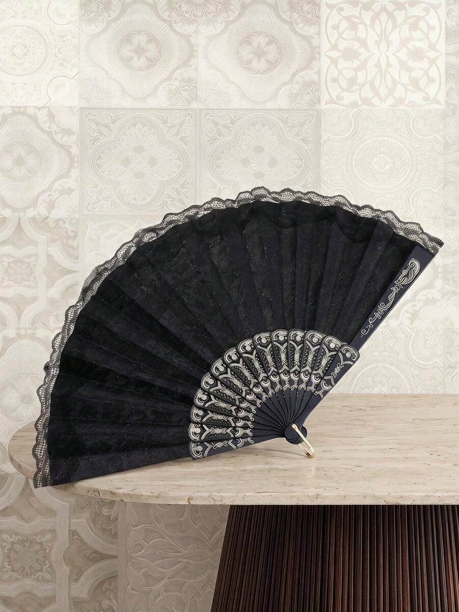 Cirelle Two-Layer Lace Princess Fan, A Modern Foldable Hand Fan, Suitable For Home Use. - Multicolor - View 1