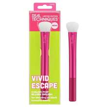 Real Techniques Limited Edition Vivid Escape 421 Color Pop Blush Brush, Plush Domed Shape Picks Up And Sweeps Formula Onto The Cheeks, Cruelty-Free & Vegan - Rose Red - View 9