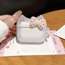 Cute Cat Ear Bow Apple Pro 3/1/2/3/4 & Pro/Pro 2 Bluetooth Earphone Protective Case Pink Cat Ear + Pink Button - Baby Pink - View 10