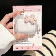 Cute Cat Ear Bow Apple Pro 3/1/2/3/4 & Pro/Pro 2 Bluetooth Earphone Protective Case Pink Cat Ear + Pink Button - Baby Pink - View 4