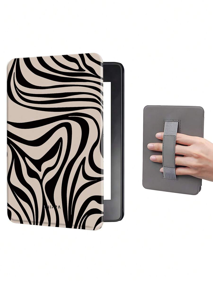 斑馬條紋保護殼 適用 7/6.8/6 吋 Kindle Paperwhite (第 12/11/10/7/6/5 代 - 2024) | Kindle Colorsoft Signature Edition 電子閱讀器配件,可愛極簡風保護殼附手提帶,適合送給同事與朋友的禮物 - 彩色 - 查看 1