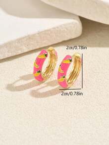 1 Pair Bohemian Exclusive Style Copper Material Colorful Oil-Drip Chili Pepper Shaped Women's Hoop Earrings Beach Vacation Casual Accessory Holiday Gift - Multicolor - View 10