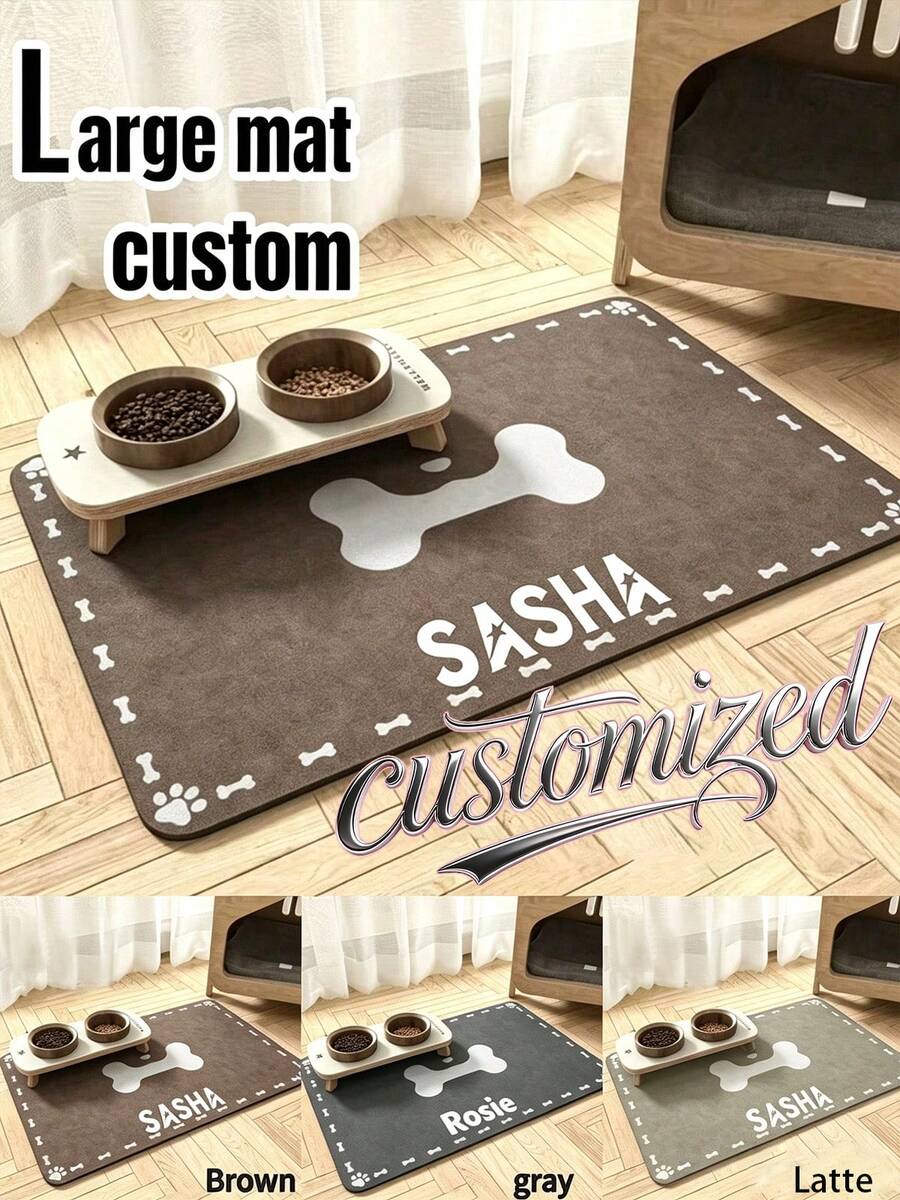 Customizable Diatom Mud Pet Feeding Mat, Non-Slip Rubber Bottom, Suitable For Dogs, Large Size Durable And Easy To Clean