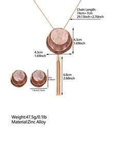 Cring Coco 2PCS/SET Woman Jewelry Set Fashion Boho Enamel Geometric Round Golden Necklace And Earrings Set Daily Party Vacation Music Festival Christmas Gift - Geometry - View 4