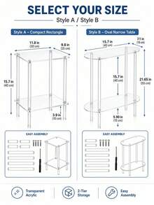 Small Acrylic Coffee Table, 2-Tier Transparent Side Table, Narrow Transparent Bedside Cabinet With Open Storage, Modern Minimalist Sofa Side Table, Suitable For Bedroom, Living Room, Apartment, Dorm, Office, Desktop Display, Home Decor, Multi-Functional Side Table - Transparent - View 5