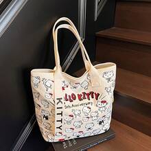 Tas Tote Kanvas Besar Sanrio untuk Hello Kitty | Kain Tahan Lama | Penutup Resleting | Untuk Bepergian, Berbelanja, dan Penggunaan Sehari-hari | Desain yang Menarik - MultiWarna - View 5