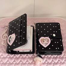 Original Polka Dot Heart Window Replaceable Inner Core Planner Cover - Heart Window Combination, (Cover Only) Cute Style, Diary Cover, Loose-Leaf Book, Replaceable Inner Core With Ring Binding, Convenient For Personalized Planning And Notes - Multicolor - View 5
