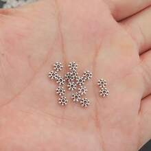 100pcs 4mm Fashion Alloy Small Flower Beads Flat Spacer Beads DIY Necklace Jewelry Making Craft Kit - 4mm Snowflake - View 9
