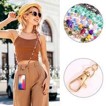 1pc Bohemian Beaded Crossbody Phone Lanyard With Phone Pad, Colorful Crystal Stone Long Phone Chain With Metal Buckle, Universal Anti-Loss Phone Case Shoulder Strap, Multi-Color Handmade Phone Bead Chain, Wallet, Women's Gift - Multicolor - View 4
