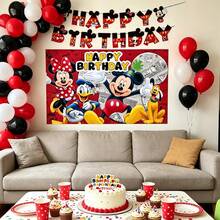 Cute Multiple Cartoon Character Theme Party Backdrop Banner Birthday Party Decoration Set - Multicolor - View 1
