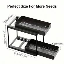 1pc Single Layer Pull-Out Storage Rack, Under Sink Drainage Storage Rack With Hooks, Kitchen Storage Drawer, Easy To Disassemble And Clean Storage Rack - Multiple Colors - View 5