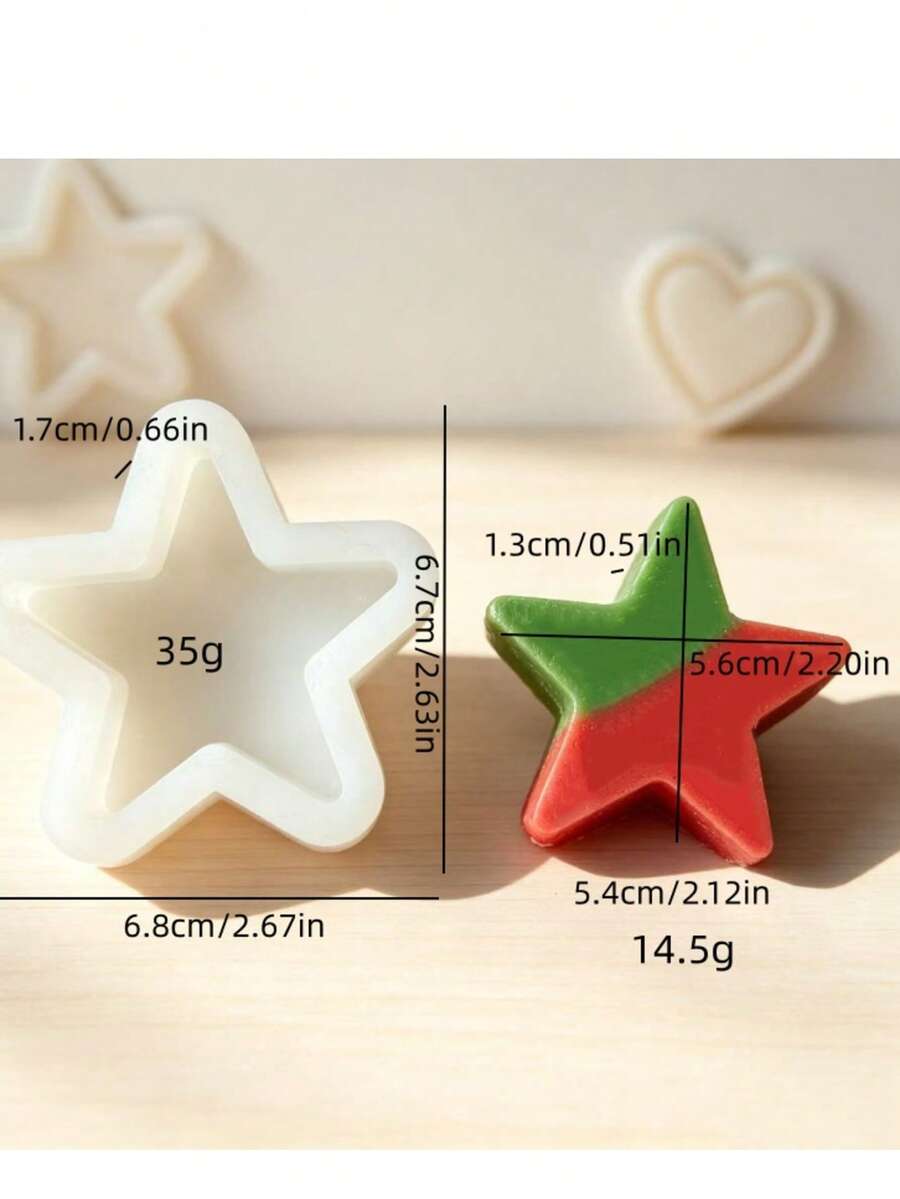 1件星形香氛蠟燭矽膠模具 DIY 星形香氛石膏擴香石家居裝飾矽膠模具 - 白色 - 查看 1