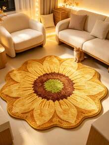1pc Golden Sunflower Decorative Carpet, Living Room Decor, Bedroom Rug, Washable Carpet, Home Decor - Multicolor 4 - View 2