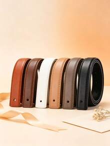2/1pc 2.5cm Wide Buckle-Free Smooth Leather Belt For Women, Headless Pin Buckle, Flat-Back Design - Multicolor - View 1