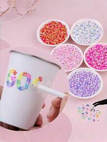 Set de 28 colores de strass, gemas de strass de resina de 3mm con parte posterior plana multicolor, adecuadas para pintura de diamantes, manualidades de libros, arte de uñas - Multicolor - Ver 4