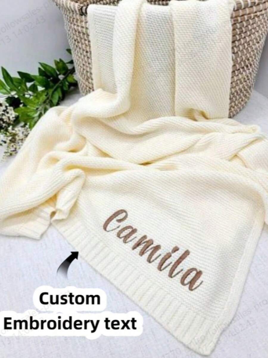 Personalized Embroidered Name Blanket, Baptism Birthday Gift, Back To School Blanket, Multiple Embroidery Thread Colors Available, Unique One-Of-A-Kind Keepsake, Customized Keepsake - Multicolor - View 1