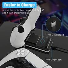 P5 Dual Charging Dock, 2H Fast Charge For 2 Controllers, Smart Power Management Chip, Type-C Input, Anti-Slip Base, Black, Charging Station For P5 Controllers - Black and White - View 8