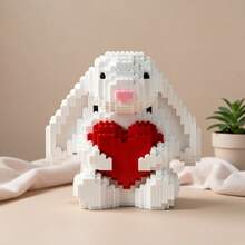 1 Set 334pcs White Rabbit Building Blocks, Heart-Shaped Animal Model Set With Challenging Assembly, Creative Puzzle Toy Suitable For Office Desk Studio Decoration, Valentine's Day Christmas Gift For Friends Family Classmates 14+ Years Old - Multicolor - View 9