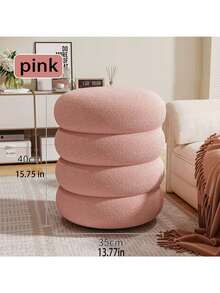 1pc Modern Round Donut Stool, Wool Fleece Covered Makeup Stool, Soft Filled Footstool Suitable For Living Room And Bedroom, Suitable For Birthday Gift, Party, Back To School, Home Decor - Multicolor - View 15