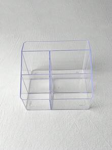 1-Compartment/3-Compartment/5-Compartment Transparent Pen Holder, Office Desk Organizer, Student Storage Box, Makeup Brush Holder, Cosmetic Accessories, Home Office Desk Storage Essential - Multicolor - View 12