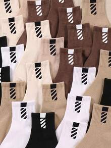 5/10/20 Pairs Random Color Mid-Calf Socks, Earth Tone Classic Versatile Style, Unisex, Suitable For Boys, Girls And Students, Ideal For Outdoor Activities - Multicolor - View 6