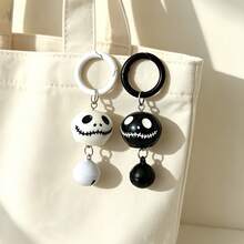3PCS Halloween 3D Skull Keychain Resin Bell Prank Funny Skull Bag Pendant Accessory Holiday Party Gift - Multicolor - View 3