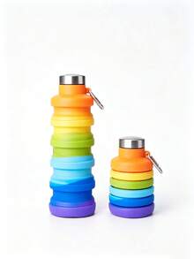 Daily Use Silicone Folding Water Cup With Screw Lid, Sports Outdoor Portable Collapsible Water Bottle - Multicolor - View 16