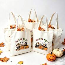 1/5/10pcs Cute Pumpkin Ghost Skeleton Bat Spider Black Cat Little Devil Lantern Pattern Halloween Theme Reusable Fabric Tote Shopping Bags Trick Or Treat Bags, Small Batch Multi-Piece Set Trick Or Treat Bags Storage Bags, Essential Halloween Shopping Gift Packaging Bags, Suitable For Christmas Decoration Indoor Outdoor Yard Garden Lawn Entrance Small Gifts, Essential Halloween Party Small Gift Storage Bags Gift Bags - Multicolor - View 54