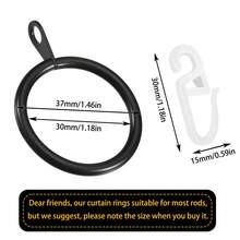 20/60/100pcs (10 Metal Rings & 10 Plastic Hooks / 30 Metal Rings & 30 Plastic Hooks / 50 Metal Rings & 50 Plastic Hooks) With Plastic Hooks Metal Curtain Rings Hanging Rings And Curtain Hooks Window Shower Rings, 30mm/1.18in Diameter (Black, Silver) - Multicolor - View 4
