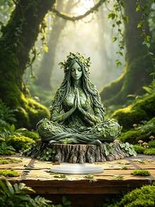 2D 壓克力大地之母雕像 苔蘚樹女神雕像 禪意自然愛好者裝飾 大地之母女神 樹靈 靈性裝飾 禪風 祭壇裝飾 房間裝飾 桌面裝飾 客廳裝飾 - 打坐女神 - 查看 4