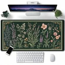 1pc Plant & Floral Pattern Desk Mat: Vintage Mushroom Design Mouse Pad, Gaming & Office Mouse Pad, Desk Accessory, Computer Accessory Mat, Non-Slip Base And Stitched Edge Keyboard & Mouse Pad, Computer Desk Mat, Suitable For Gaming And Office - A - View 10