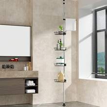 Telescopic Stainless Steel Shower Rack - Shower Rack/Shower Rack - Shower Corner Rack, Bathroom Corner Rack, Punch-Free Shower Rack, Soap Rack, Shower Hook - Height 75-300 Cm - A - View 6
