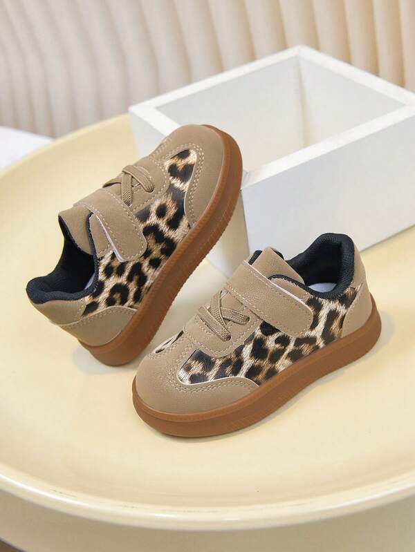 1 Pair Girls Leopard Print Casual Shoes, Outdoor Sports Shoes Soft Sole Anti-Slip Baby Shoes, Walking Shoes