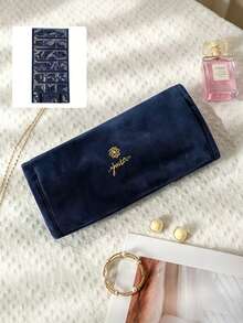 1pc Durable Portable Velvet Jewelry Roll, Gold Zipper Reinforced Closure, Soft Velvet Exterior, Transparent Design. Available In 9-Slot And 18-Slot Options, Perfect For Organizing Earrings, Necklaces, Bracelets And Bangles. Portable Travel Storage Bag, Suitable For Travel, Birthday, Holiday, Anniversary Or Special Occasions, Store And Organize, Quality And Daily Elegance For Women, Perfect Gift For Mother, Girlfriend - Multicolor - View 8