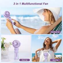 Minimalist Handheld Mist Fan - USB Rechargeable Small Fan, 4-Speed Wind + Mist Function, Suitable For Camping, Office, Business Travel, Outdoor, Makeup, Commuting Scenarios, Summer Fan, 3-In-1 Handheld, Neck-Hanging, Desktop Functions, Fans, Holiday Essentials - Multicolor - View 11