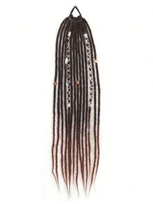 Bohemian-Style Braided Beaded Matte Gradient Dreadlocks African Hair Tie Ponytail, Perfect For Women To Wear At Parties And Gatherings. - Multicolor - View 11